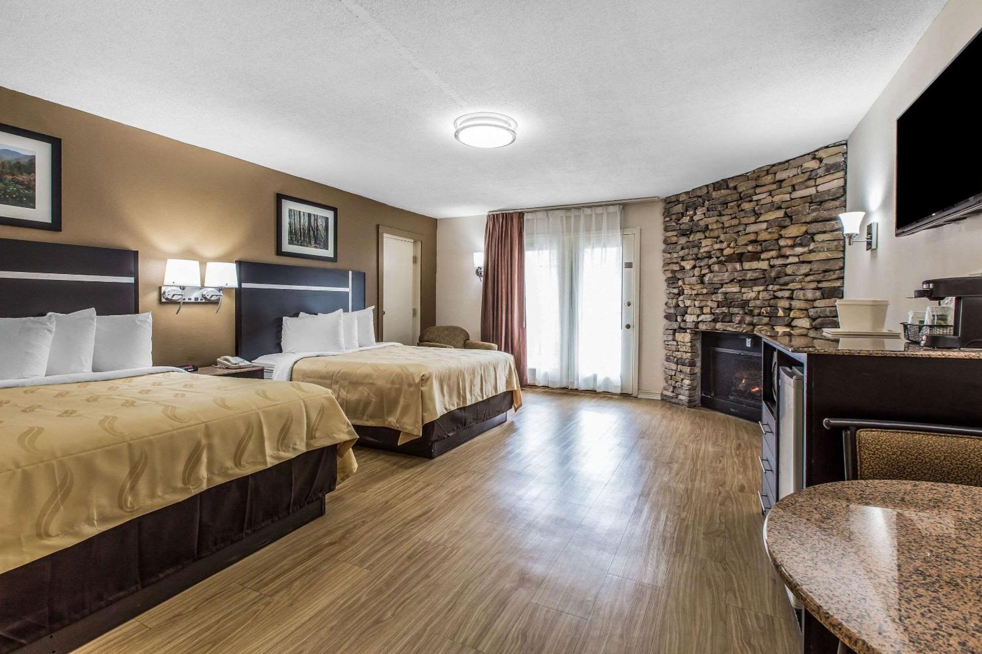 Standard Room with Two Queen Beds with Fireplace and Balcony