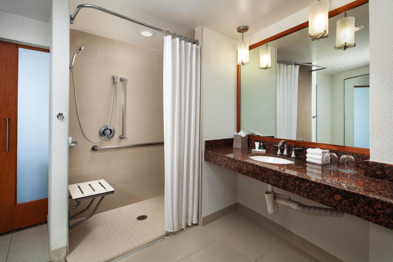 Habitación Accesible con vistas a la ciudad y ducha accesible en silla de ruedas
