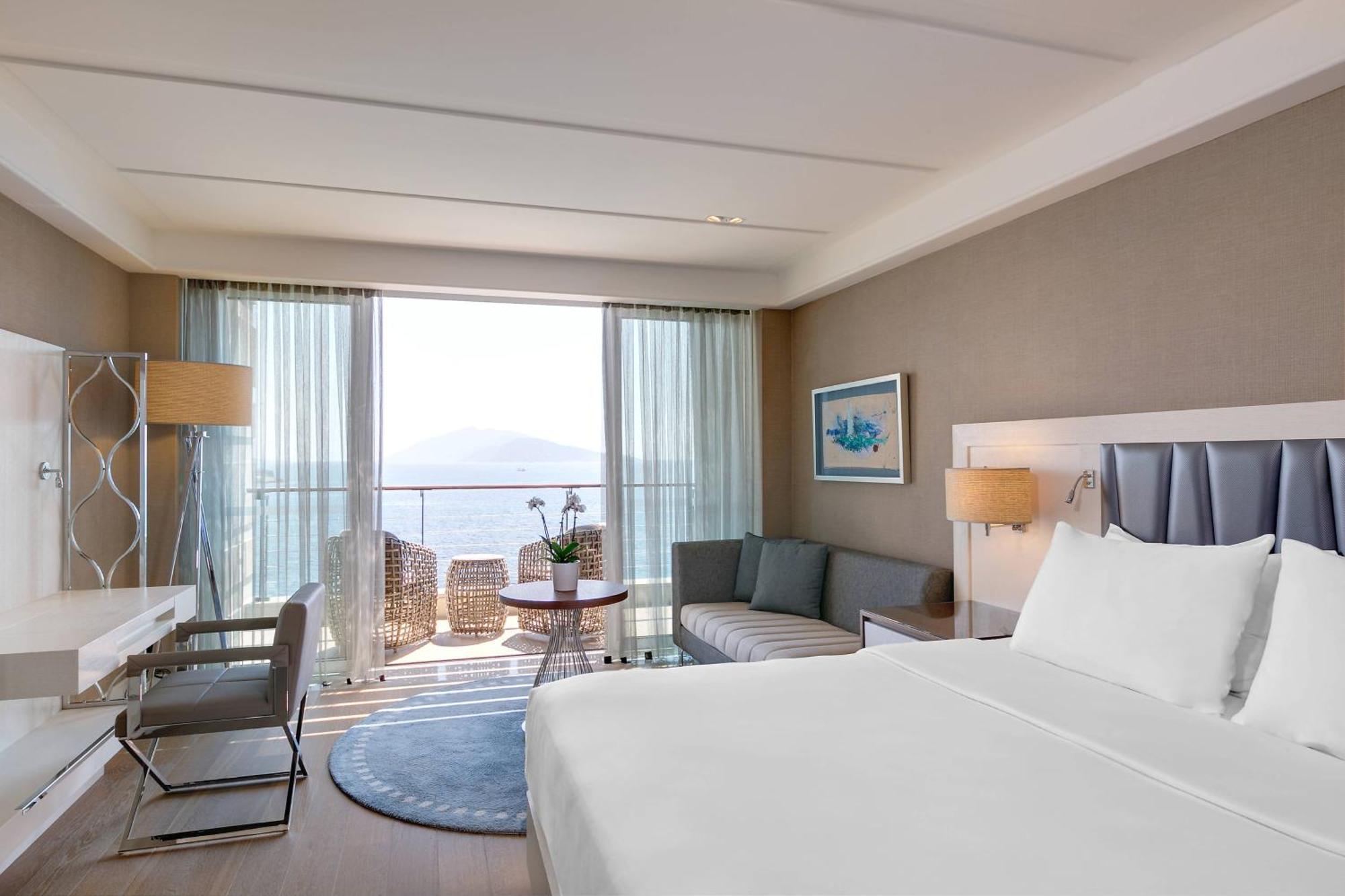 Deluxe kamer, gastenkamer, 1 kingsize bed, uitzicht op zee, balkon