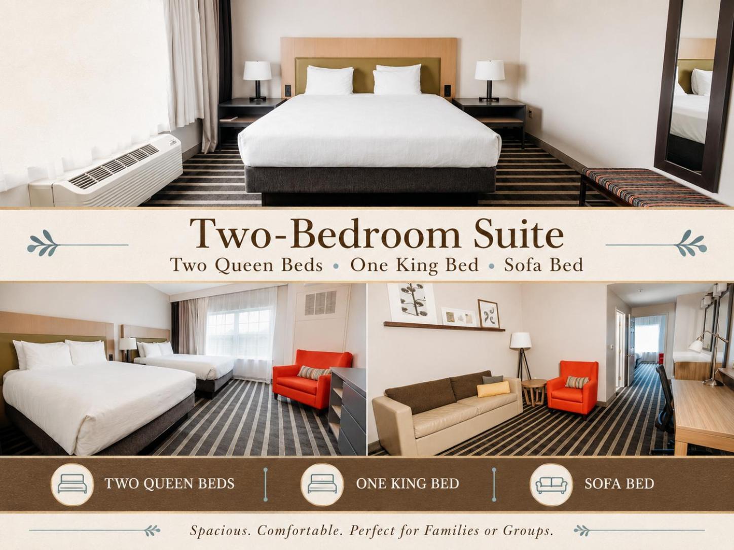 Two-Bedroom Suite with Two Queen and One King Bed with Sofa Bed - Non-Smoking