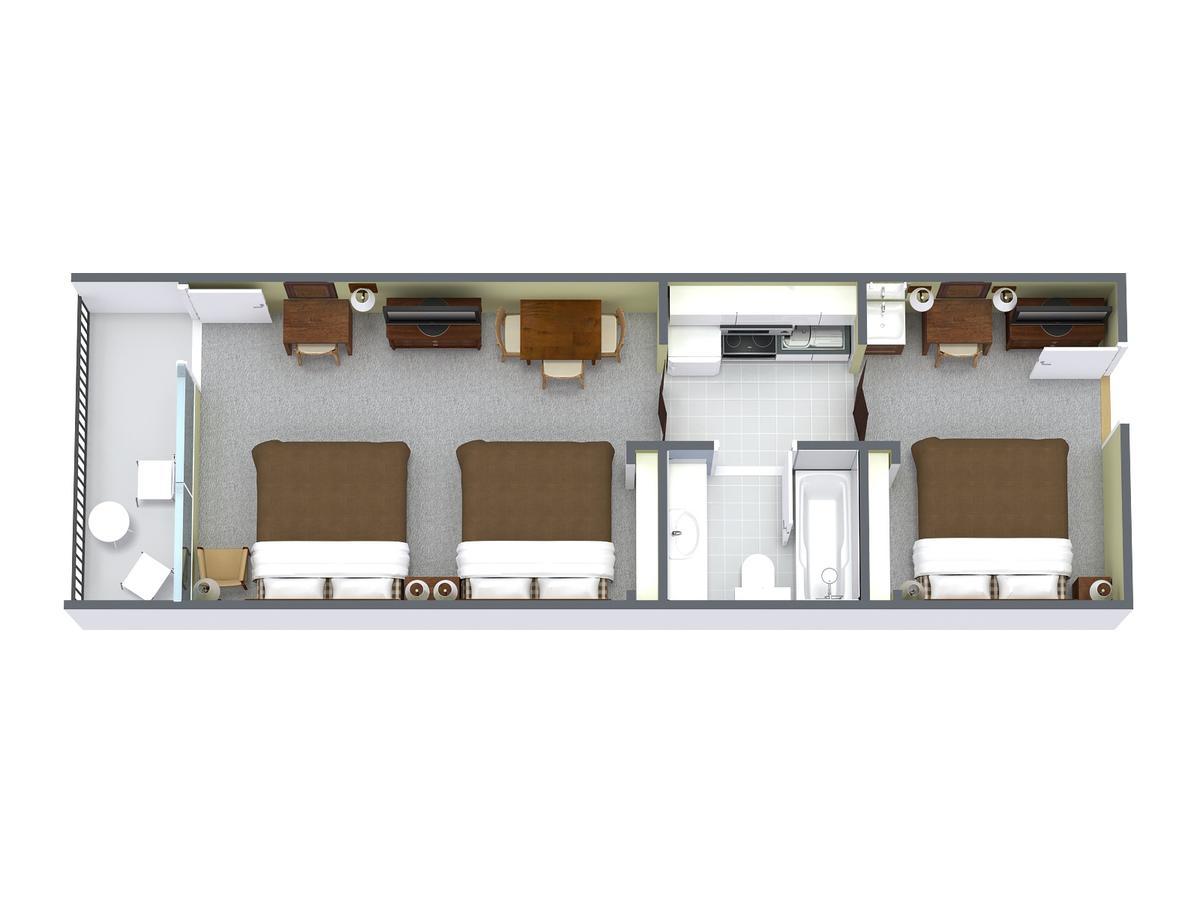 2 Bedroom Oceanfront Efficiency (Suite) with 3 Queen Beds - A2