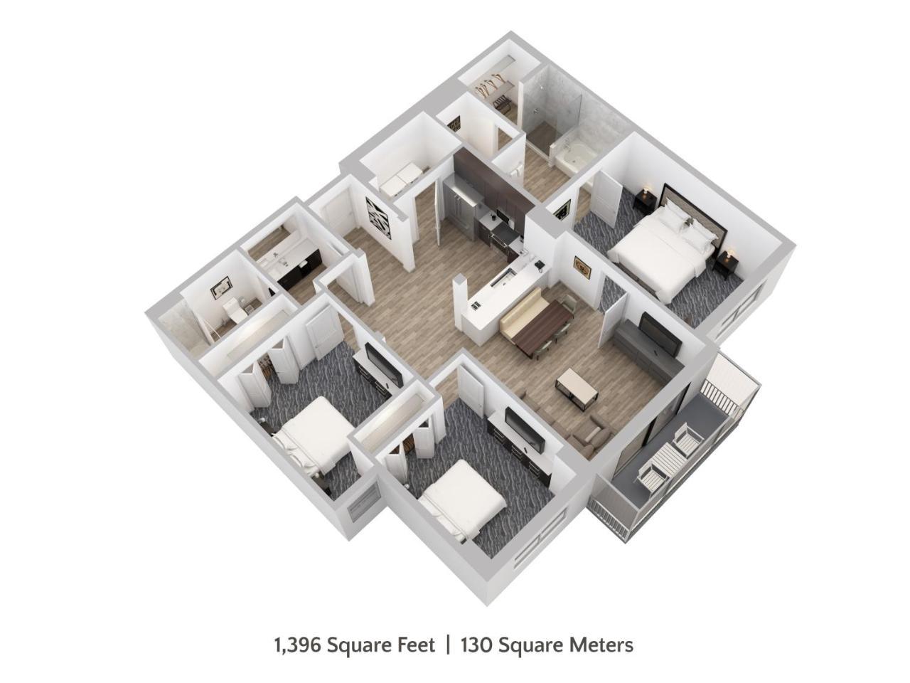 Apartamento de 3 Quartos com 2 Banheiros (Acesso Gratuito ao Parque Aquático)
