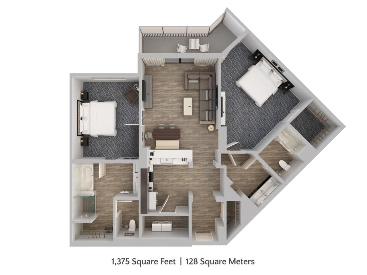 Apartamento de 2 Quartos com Vista do Resort (Acesso Gratuito ao Parque Aquático)