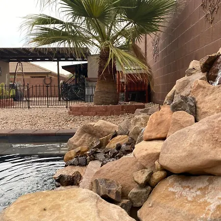 Zion Rv Stone Pool Inn, Pets Stay Free, Fenced In Yard, Relaxing Waterfall!-3