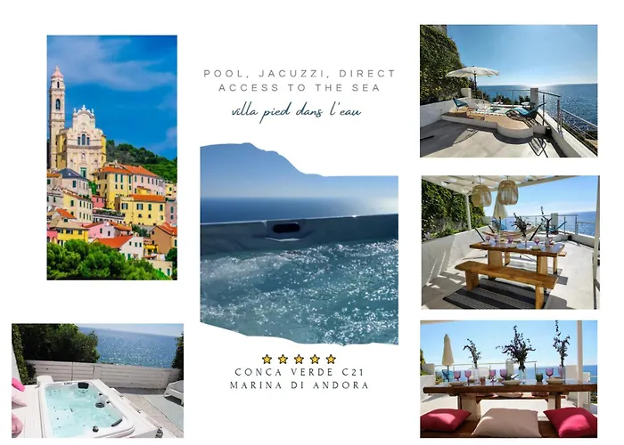 Conca Verde c21- BEACH FRONT little villas POOL, private JACUZZI sea view Marina dʼMarina dʼAndora